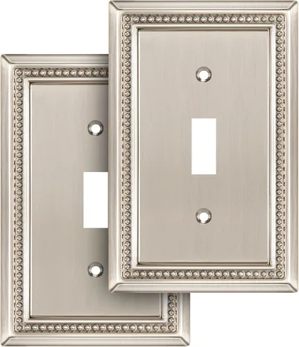 Henne Bery Sunken Pearls - placa decorativa de pared para interruptor (Palanca simple, 2 unidades, níquel satinado)