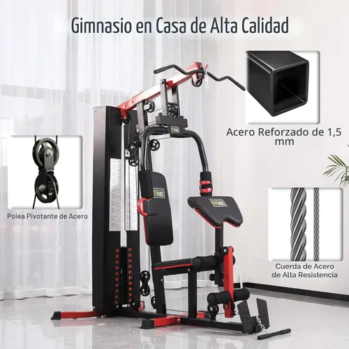 Miniatura 3 de Fitvids Home Gym Equipment, Multifunctional Full Body Workout Weight Machine Station with Weight Stack, All in One Exercise Equipment with Pulley