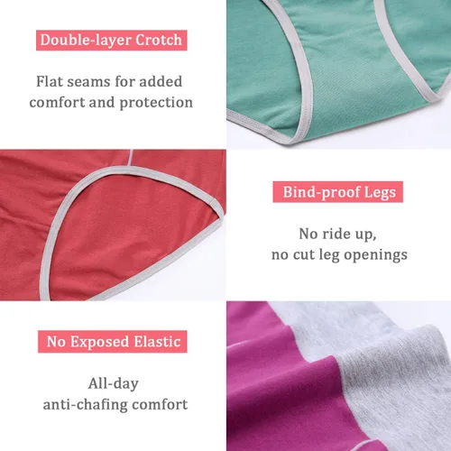 Miniatura 4 de wirarpa Ropa interior de algodón para mujer de cintura alta elásticos suaves transpirables paquete de 4