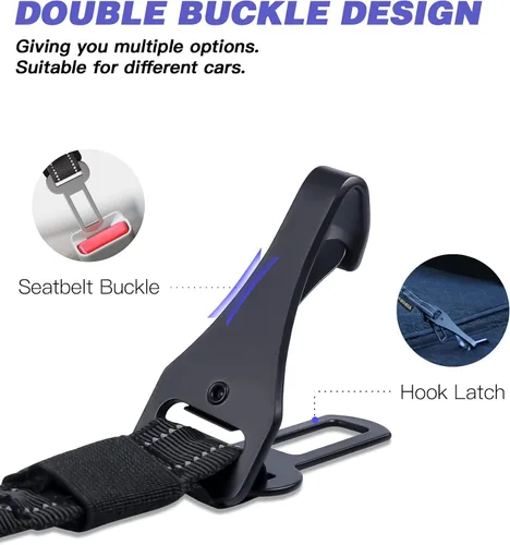 Miniatura 3 de AUBELL Cinturón de seguridad para perro, 3 en 1, ajustable, reflectante, resistente, arnés de perro con gancho de clip, cierre y hebilla, mosquetón