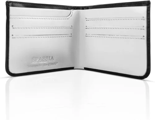 Miniatura 2 de Spassia Primero diseño delgado y plegable protección RFID cartera de cuero de grano completo Spatial Black Classic
