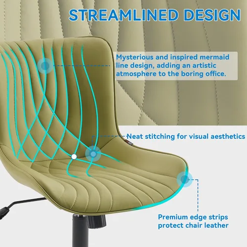 Miniatura 4 de YOUNIKE Silla de Oficina, Silla de Escritorio sin Brazos con Ruedas, Sillas de Oficina Ajustables y Giratorias para Computadora, Silla de Tocador