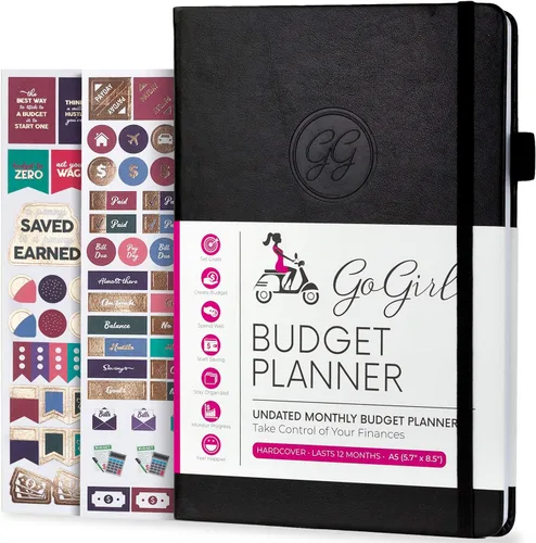 GoGirl Planificador de Presupuesto – Organizador Mensual de Planificación Financiera, Libro de Presupuesto. Cuaderno de Seguimiento de Gastos, Negro