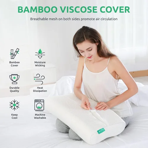 Miniatura 6 de UTTU - Almohada cervical de espuma viscoelástica para aliviar la tensión del cuello, almohada de cuello para dormir, almohada ortopédica ajustable