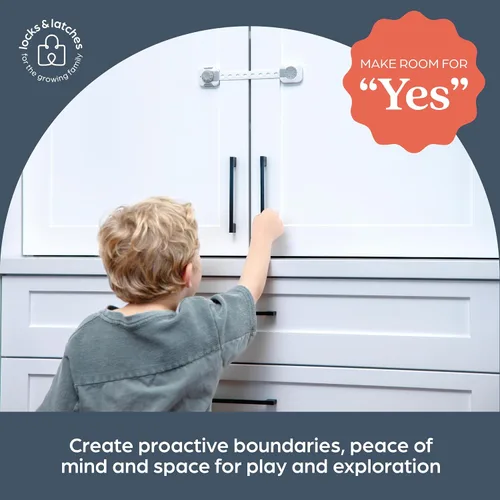 Miniatura 6 de Dreambaby Twist 'N Lock - Paquete de 6 pestillos multiusos, cerraduras de seguridad para niños para armarios, cajones, electrodomésticos, cerradura