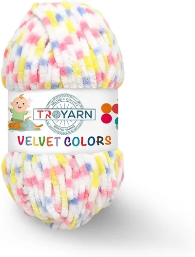 Miniatura 28 de TROYARN Hilo de lana de terciopelo en colores (paquete de 3 madejas) Chenille para manta Amigurumi, hilo para crochet y punto súper voluminoso 3x100