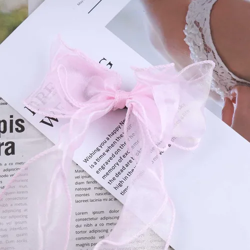 Miniatura 7 de Clip para el cabello con lazo de seda largo vintage, pasador, cinta de malla, clip para la cabeza, accesorios para el cabello para mujer