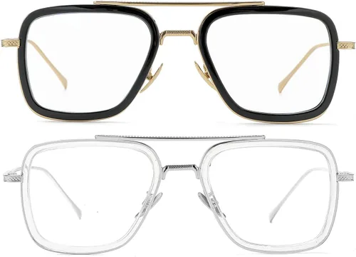 Miniatura 2 de Gafas de bloqueo de luz azul estilo Tony Stark para hombres y mujeres, gafas de juegos de computadora de Iron Man y Spider-Man Paquete de dos