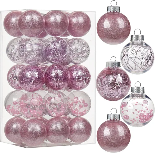 30 piezas de adornos de bolas de Navidad de 2" de Briful, adornos de árbol de Navidad irrompibles, juego de adornos colgantes decorativos en color