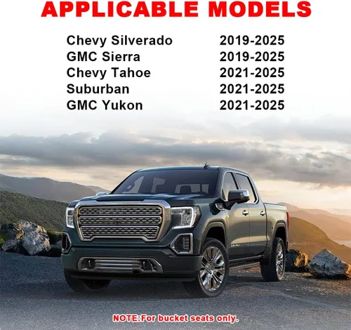 Miniatura 3 de Cubierta de consola central para Chevy Silverado y GMC Sierra, accesorios 2019-2025, caja de reposabrazos de microfibra impermeable y cuero