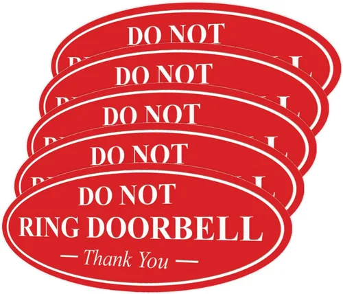 Miniatura 24 de All Quality Cartel de agradecimiento ovalado con texto en inglés «Do not Ring DOORBELL», color negro, pequeño, 1 paquete