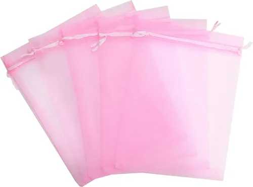 Miniatura 3 de Volanic - Bolsa de regalo de organza con cordón transparente de 6 x 9 pulgadas (15 x 23 cm), bolsa de joyería para muestras de mini botellas, favor