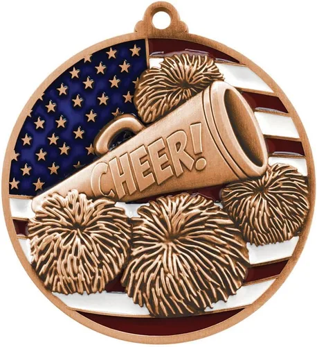 Miniatura 4 de Decade Awards Medalla grabada patriótica Cheer - Medalla de espíritu de 2.75 pulgadas de ancho con estrellas y rayas de la bandera estadounidense Oro