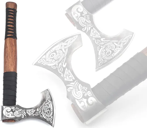 Miniatura 2 de Hacha Vikinga – Mango de Palisandro de 19 Pulgadas con Funda de Cuero, Hachas de Lanzamiento y Tomahawks, Hacha para Dividir Madera, Bushcraft - ERIK