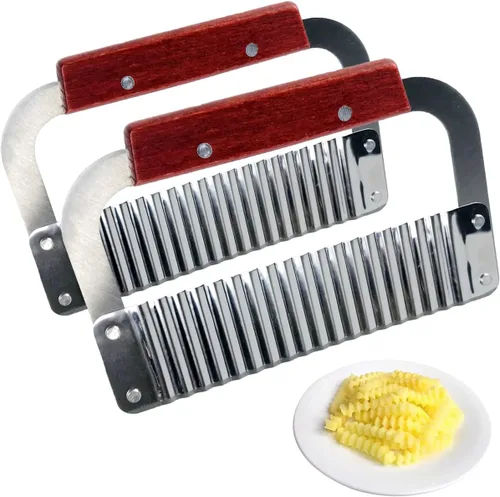 Juego de 2 herramientas de corte onduladas y arrugadas, cortadores de arrugas para verduras de zanahoria, cortador de papas, cuchillo de corte de