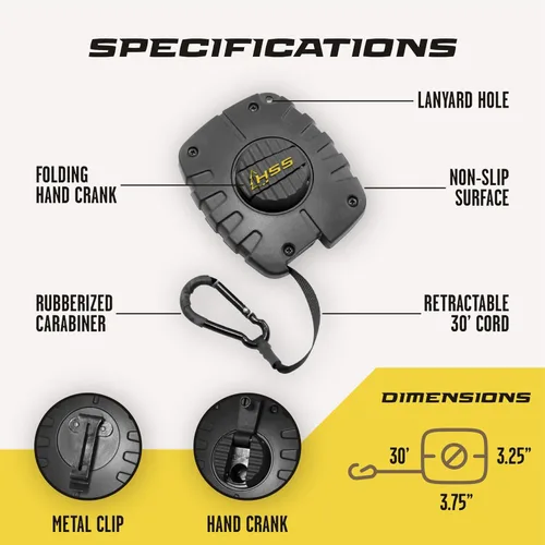 Miniatura 6 de Hunter Safety System Bow & Gear Hoist: 30' Automatic Unwinding Pull Line with Coated Carabiner, Lightweight Rewind System for Lifting Bows, Packs &