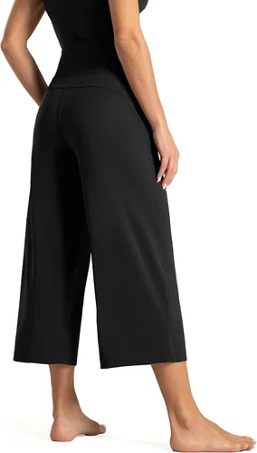 Miniatura 4 de Tmustobe Pantalones capri de yoga para mujer, con control de abdomen, cintura alta, pantalones cortos acampanados con bolsillos