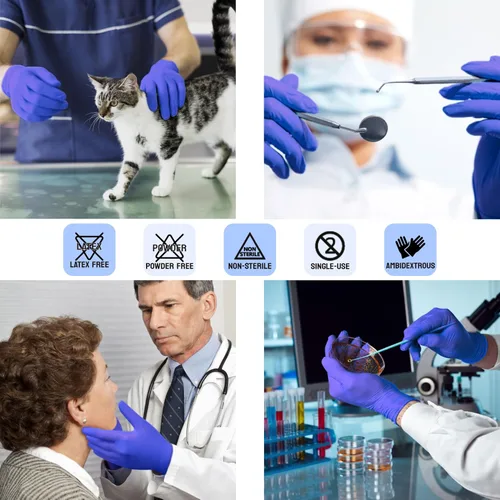 Miniatura 3 de Safe Health Nitrile Exam Gloves – 4 mil, Latex-Free, Powder-Free, Disposable, Blue, Medical Grade, Food, Cleaning Use