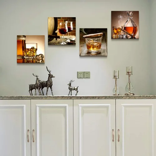 Miniatura 4 de hyidecorart Lienzo decorativo de pared para cocina, comedor, decoración de pared, bodegón, copa de vino, pintura de pared, listo para colgar