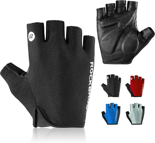 ROCKBROS Guantes de ciclismo para hombres y mujeres - Guantes de bicicleta transpirables - Guantes de medio dedo para ciclismo diario,