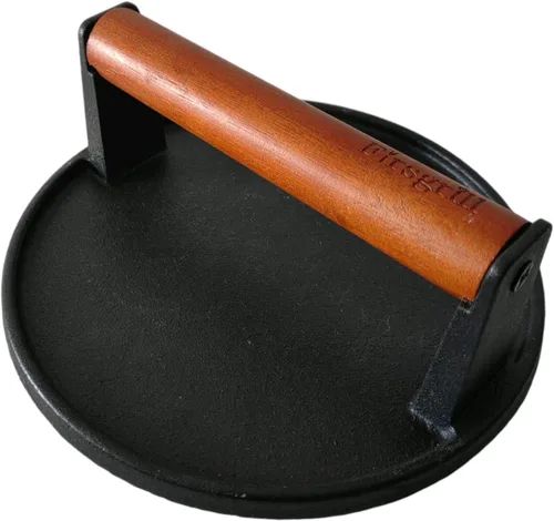 Miniatura 9 de Firsgrill Prensa para parrilla de hierro fundido resistente de 8.3"×4.3" y peso para bistec con mango de madera de agarre cómodo que no se calienta
