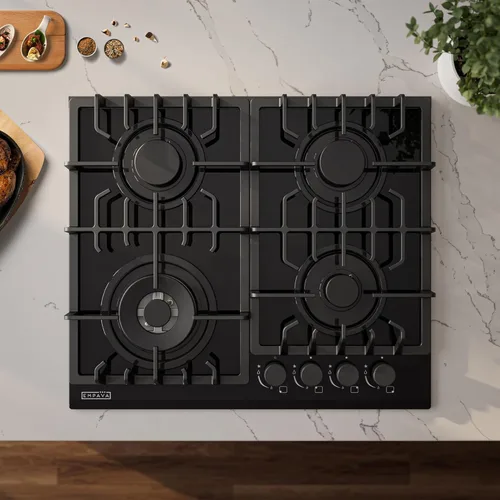 Miniatura 7 de Empava Placa de cocina de gas de 24 pulgadas con 4 quemadores sellados - Rejillas continuas resistentes - NG/GLP Convertible - Superficie de vidrio