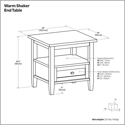 Miniatura 3 de SIMPLIHOME Warm Shaker - Mesa auxiliar de madera maciza de 20 pulgadas de ancho x 20 pulgadas de alto, color marrón carbón envejecido, mesa