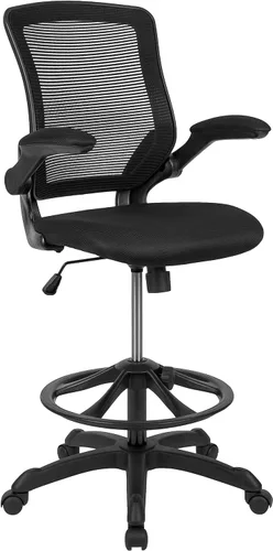 Flash Furniture Kale Silla de oficina giratoria con respaldo medio con anillo de pie ajustable, soporte lumbar y altura del asiento, silla ejecutiva
