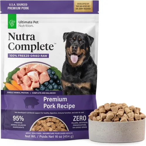 Miniatura 17 de ULTIMATE PET NUTRITION Nutra Complete - Alimento para perros 100% liofilizado crudo formulado por veterinarios con antioxidantes, prebióticos
