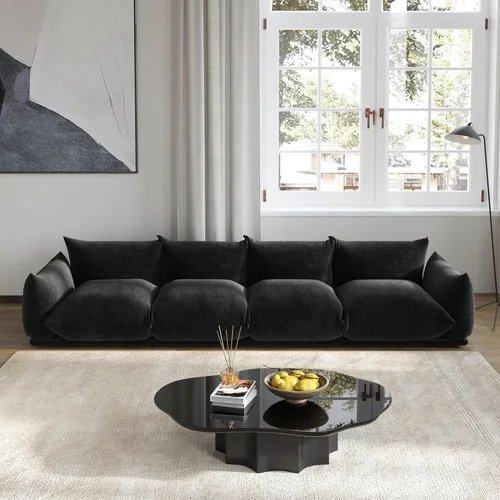 Miniatura 22 de Sofá de nube de asiento profundo de 77 pulgadas, moderno sofá modular de chenilla, sofá modular de 2 asientos con cojines gruesos de felpa y otomana