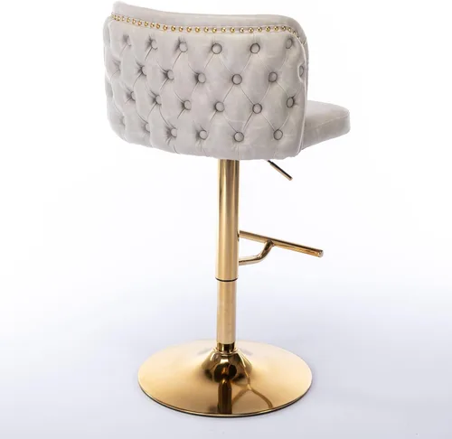 Miniatura 6 de AMNOOL Juego de 2 taburetes de bar tapizados de poliuretano modernos, taburetes de bar giratorios, altura del asiento ajustable, respaldo completo