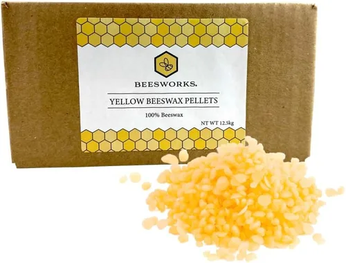 Miniatura 10 de Beesworks, gránulos de cera de abeja amarillos (2 libras).