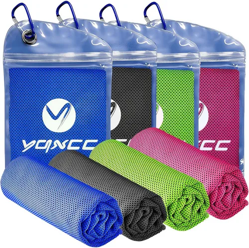 YQXCC Paquete de 4 toallas refrescantes de 40 x 12 pulgadas, toallas de hielo de microfibra para cuello y cara, trapos suaves y transpirables para