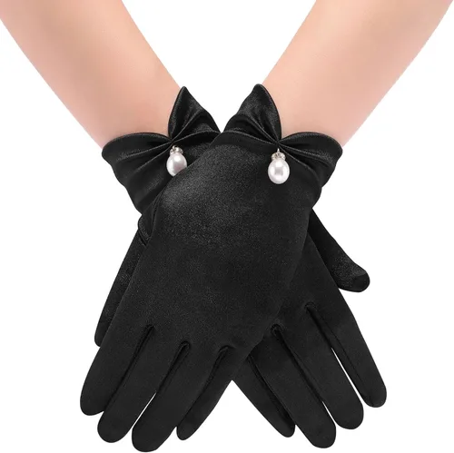 Miniatura 2 de Ayliss Guantes cortos de boda para mujer, de satén, para fiesta de ópera, de los años 20, para ocasiones especiales, vestido formal, baile, cosplay