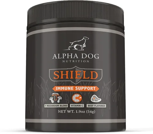 Alpha Dog Nutrition - Suplemento de apoyo inmunológico para alergias Shield para perros – 7 complejos nutricionales de hongos en polvo + vitamina C