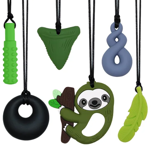 Miniatura 11 de Collares masticables para niños sensoriales, 6 unidades, collares masticables juguetes sensoriales para niños y niñas con autismo, TDAH, ansiedad