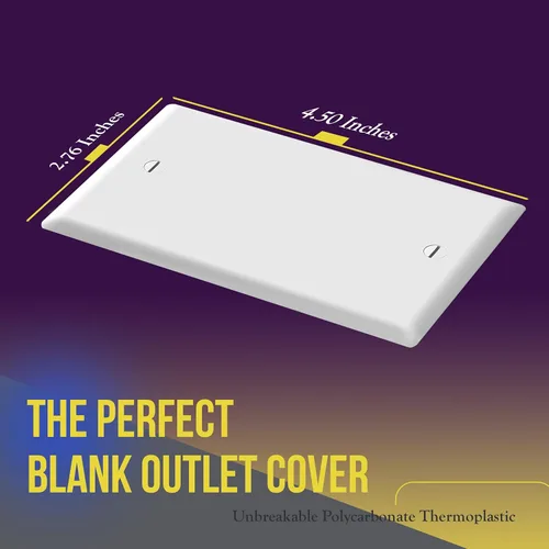 Miniatura 2 de ENERLITES - Tapa de placa de pared en blanco, acabado brillante, tamaño estándar de 1 gancho 4.50 pulgadas x 2.76 pulgadas, termoplástico