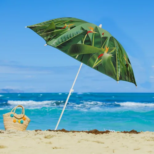 Miniatura 3 de Sombrilla de playa con anclaje de arena y bolsa de transporte, sombrilla de playa de 6.5 pies con altura de poste ajustable de inclinación, ideal