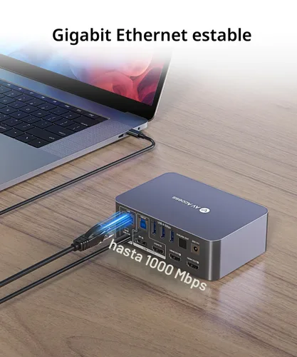 Miniatura 6 de Conmutador KVM AV Access 2 Monitores 2 Computadoras con Ethernet, EDID, 4K@60Hz/2K@144Hz/1080P@240Hz, Estación de acoplamiento KVM de monitor dual