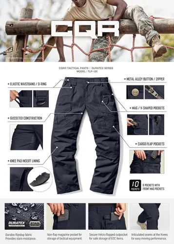 Miniatura 7 de CQR Pantalones tácticos tipo cargo para hombre tejido ripstop resistentes al agua ligeros EDC para artículos de uso diario para trabajo senderismo