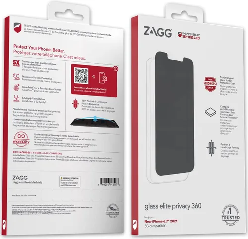 Miniatura 3 de ZAGG InvisibleShield Glass Elite - Protector de pantalla de privacidad para iPhone 13 Pro Max y iPhone 14 Plus, antirreflejo, protección contra