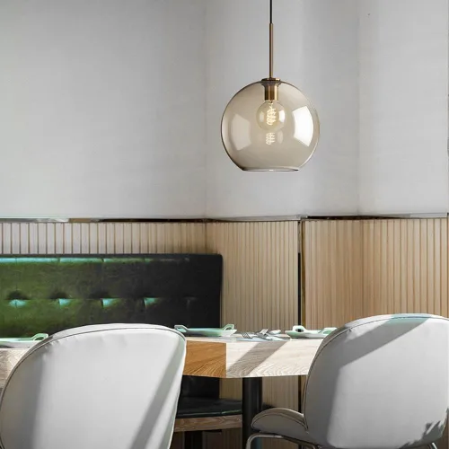 Miniatura 4 de Luces colgantes para isla de cocina, globo nórdico, pantalla de vidrio transparente, iluminación colgante de techo con acabado de metal, lámpara
