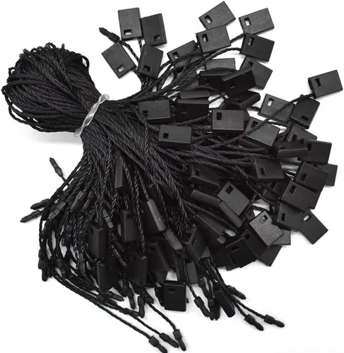 Cadena de etiqueta colgante negra de 7 pulgadas, 1000 unidades de nailon con cierre a presión, lazos de gancho fáciles y rápidos de fijar Negro