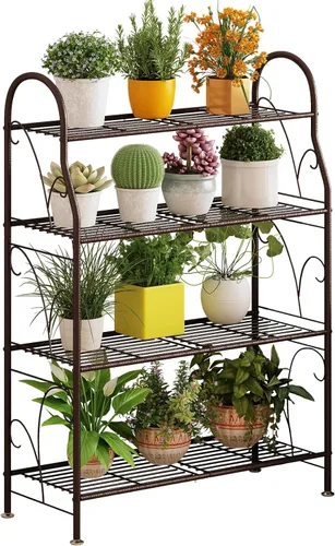 Miniatura 13 de SORCEDAS Soporte para plantas para interiores y exteriores, estante colgante de esquina de 3 niveles de alto, soportes de metal para flores, soporte