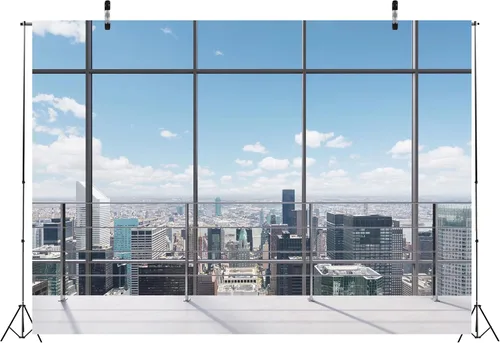 Fondo de tela de 5 x 3 pies, para ventana de oficina, decoración moderna de casa, ventana, fondo de foto, tapiz para zoom, reuniones,