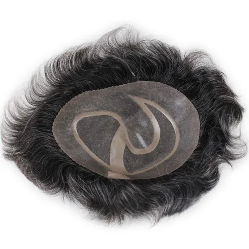 Miniatura 15 de Voloria Encaje francés de cabello humano real con piel fina PU para hombre Stock Toupee Hair Pieces #18