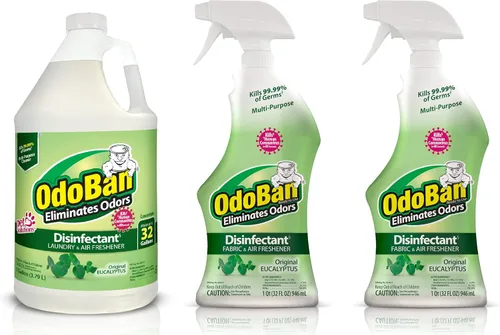 Miniatura 14 de OdoBan Desinfectante y eliminador de olores listo para usar, fabricado en los Estados Unidos, aroma de lino fresco, juego de 2, spray de 32 onzas