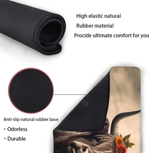 Miniatura 7 de Alfombrilla de escritorio, alfombrilla de mouse para juegos de vaca de las montañas, alfombrilla de mouse XXL extendida para oficina, computadora