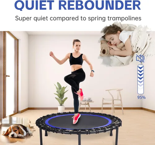 Miniatura 3 de Mini Fitness Trampoline with Bungees – Stable & Quiet Rebounder for Adults, Perfect for Indoor & Outdoor Workouts