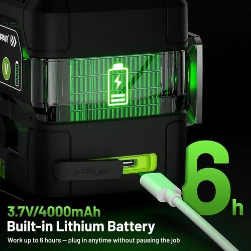 Miniatura 9 de Huepar Nivel láser con pantalla de ángulo digital, 3 x 360° autonivelante de alto brillo, 12 líneas cruzadas verdes láser para construcción y colgar